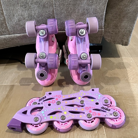 Neon Pink and Purple Roller Skates / Inline Skates - Picture 2 of 5